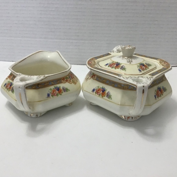 VINTAGE W. H. GRINDLEY SHERATON IVORY CREAMER SUGAR - Picture 7 of 8